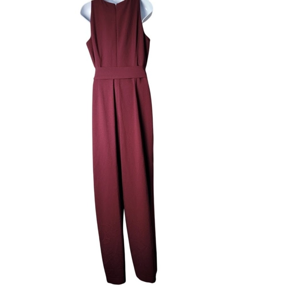 INC Jumpsuit Size 6 Sleeveless Maroon Tie Front Back Zip One Piece Pantsuit Luxe - Picture 2 of 8